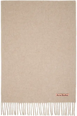 Acne Studios Beige Fringe Wool Oversized Scarf