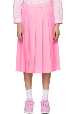 Comme des Garçons Pink Tropical Wool Midi Skirt