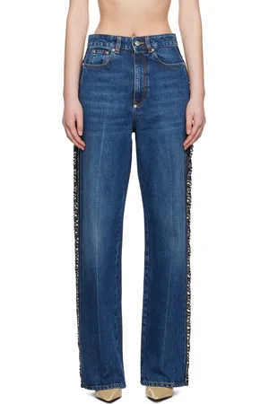 Stella McCartney Blue Lace High-Rise Straight Leg Jeans
