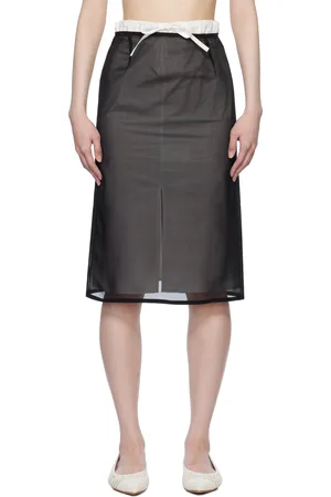 AO Yes & White Layered Drawstring Midi Skirt