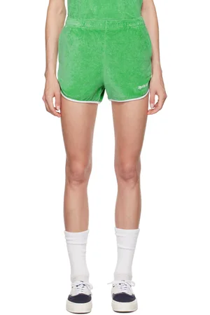 Sporty & Rich Green Italic Logo Terry Shorts