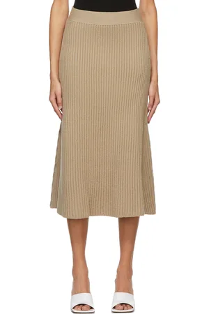 Bottega Veneta Beige Wool Rib Skirt