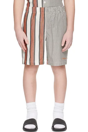 Burberry Kids Black & Orange Striped Shorts