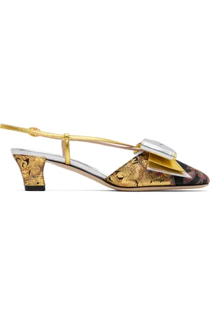VALENTINO GARAVANI Silver & Gold Bowow Slingback Heels
