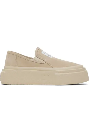 Maison Margiela Beige Suede Platform Slip-On Sneakers
