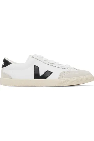 Veja White & Black Volley Canvas Sneakers