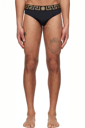 VERSACE Black Greca Border Swim Briefs