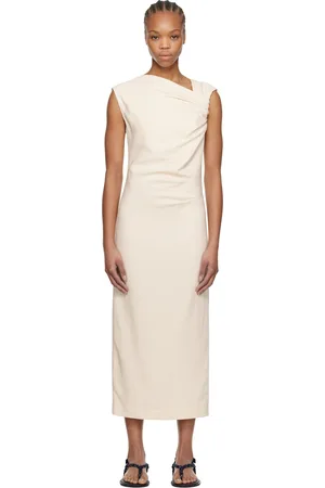 Msgm Off-White Twisted Midi Dress