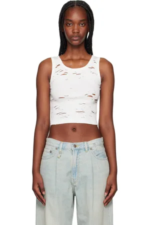 R13 White Distressed Tank Top