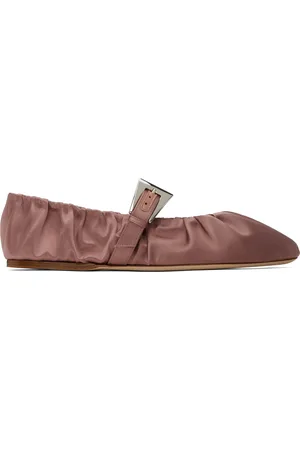 PARIS TEXAS Pink Sveva Plisse Buckle Ballerina Flats
