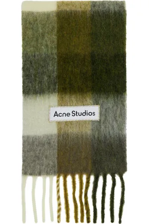Acne Studios Green & Taupe Mohair Checked Scarf