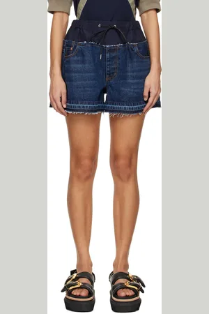 SACAI Blue Paneled Denim Shorts