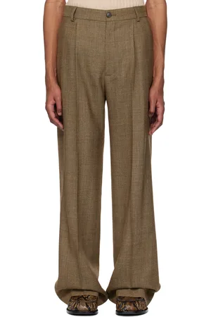 DRIES VAN NOTEN Beige Creased Trousers