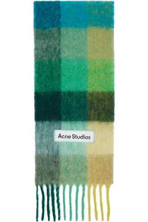 Acne Studios Green & Blue Mohair Checked Scarf