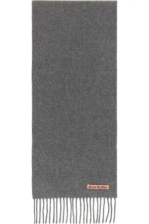 Acne Studios Gray Skinny Fringe Wool Scarf