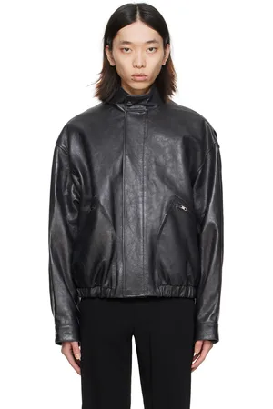 WOOYOUNGMI Black Zip Leather Jacket