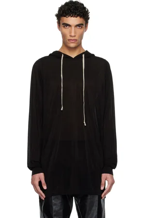 Rick Owens Black Hollywood Stretch Cupro Jersey Hoodie