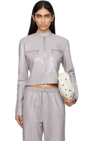 Nanushka Gray Aletta Faux-Leather Jacket