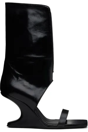 Rick Owens Black Hollywood Winged Cantilever 8 Heeled Sandals
