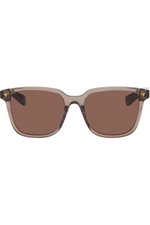 Bottega Veneta Brown Soft Recycled Acetate Square Sunglasses