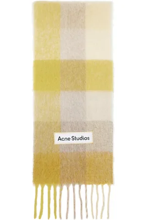 Acne Studios Yellow Mohair Checked Scarf