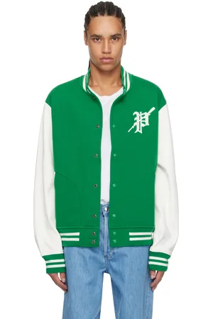 Ralph Lauren Green Fleece Graphic Baseball Bomber Jacket