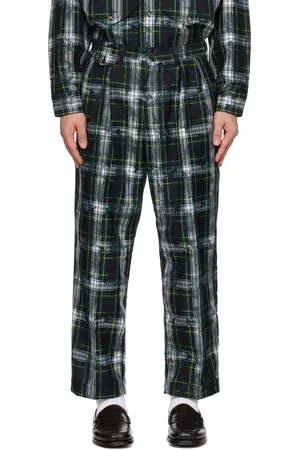 Beams Navy & Green Check Trousers