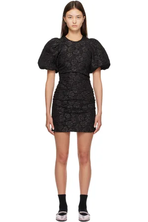 Ganni Black Puff Sleeve Minidress