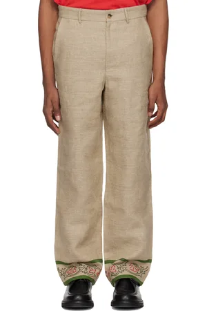 BODE Beige Embroidered Trumpetflower Trousers