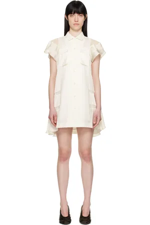 SACAI Off-White Suiting & Satin Minidress
