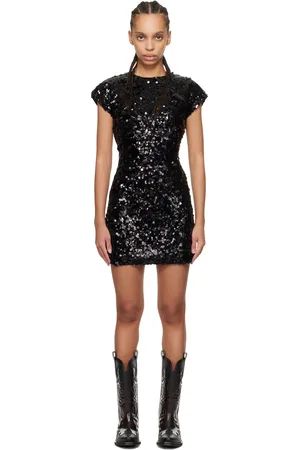 Ganni Black Velvet Sequins Minidress