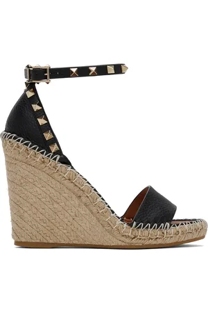 VALENTINO GARAVANI Black Double Rockstud Heeled Sandals