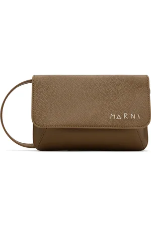 Marni Taupe Mending Embroidery Leather Shoulder Bag
