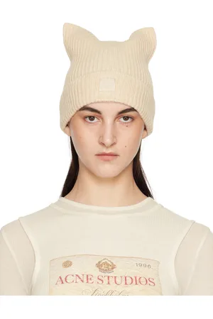 Acne Studios Beige Face Logo Square Beanie