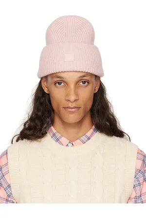 Acne Studios Pink Small Face Logo Beanie