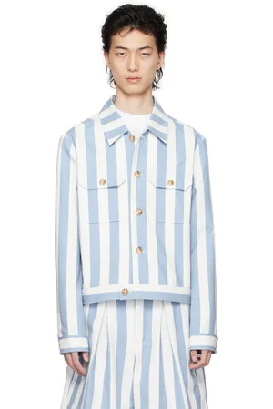 King & Tuckfield Blue & White Collared Bomber Jacket