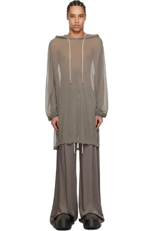 Rick Owens Gray Hollywood Viscose Crepe Jersey Hoodie