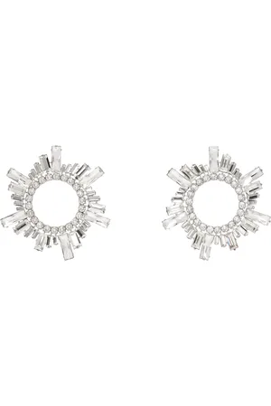 Amina Muaddi Silver Begum Earrings