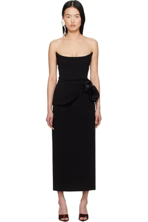 MAGDA BUTRYM Floral Appliqué Bustier Midi Dress