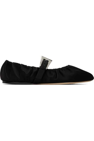 PARIS TEXAS Sveva Plisse Buckle Ballerina Flats