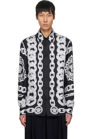 VERSACE Black Medusa Chains Silk Shirt