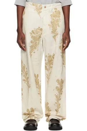 DRIES VAN NOTEN Off-White Printed Trousers