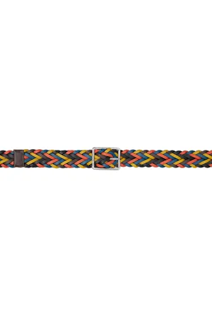 Paul Smith Brown Reversible Plaited Leather Belt