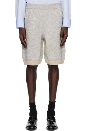 DRIES VAN NOTEN Silver Metallic Knit Shorts