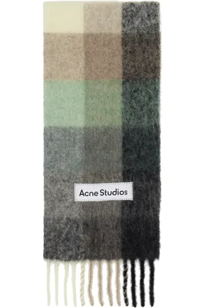 Acne Studios Green & Gray Mohair Checked Scarf
