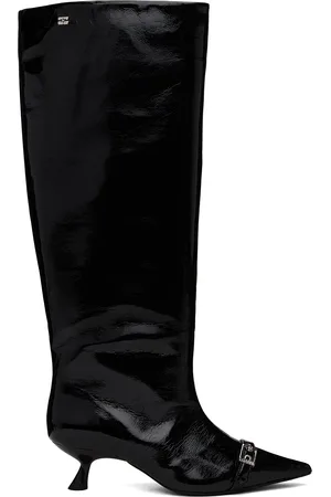 Ganni Black Eyelets Slouchy High Shaft Boots
