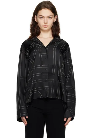 Totême Black Monogram Silk PJ Shirt