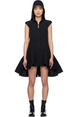 SACAI Black Matelasse Twill Mix Minidress