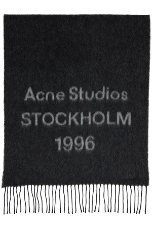 Acne Studios Black Logo Jacquard Scarf