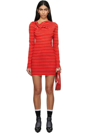Msgm Red & White Striped Minidress